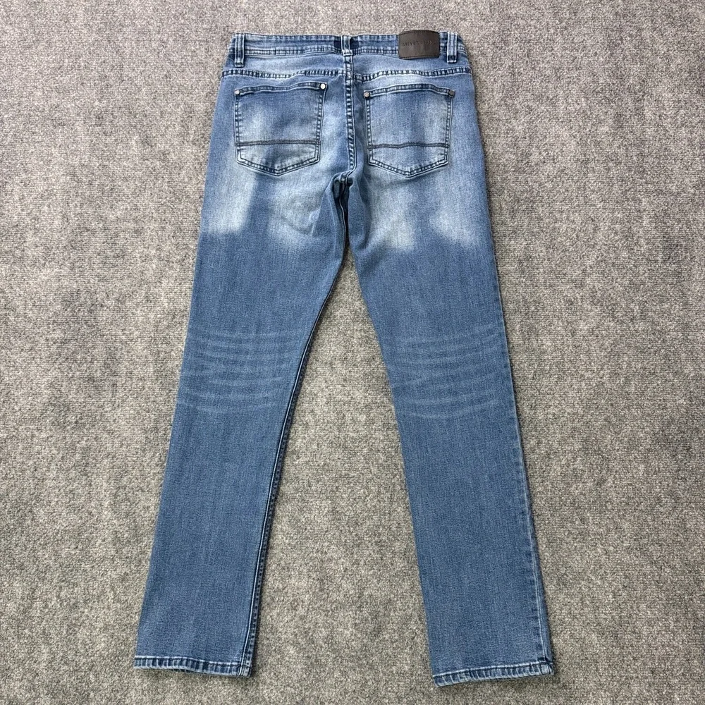 Steve's Jeans Mens 32x32 Medium Wash Straight Leg Stretch Denim Faded Whiskered